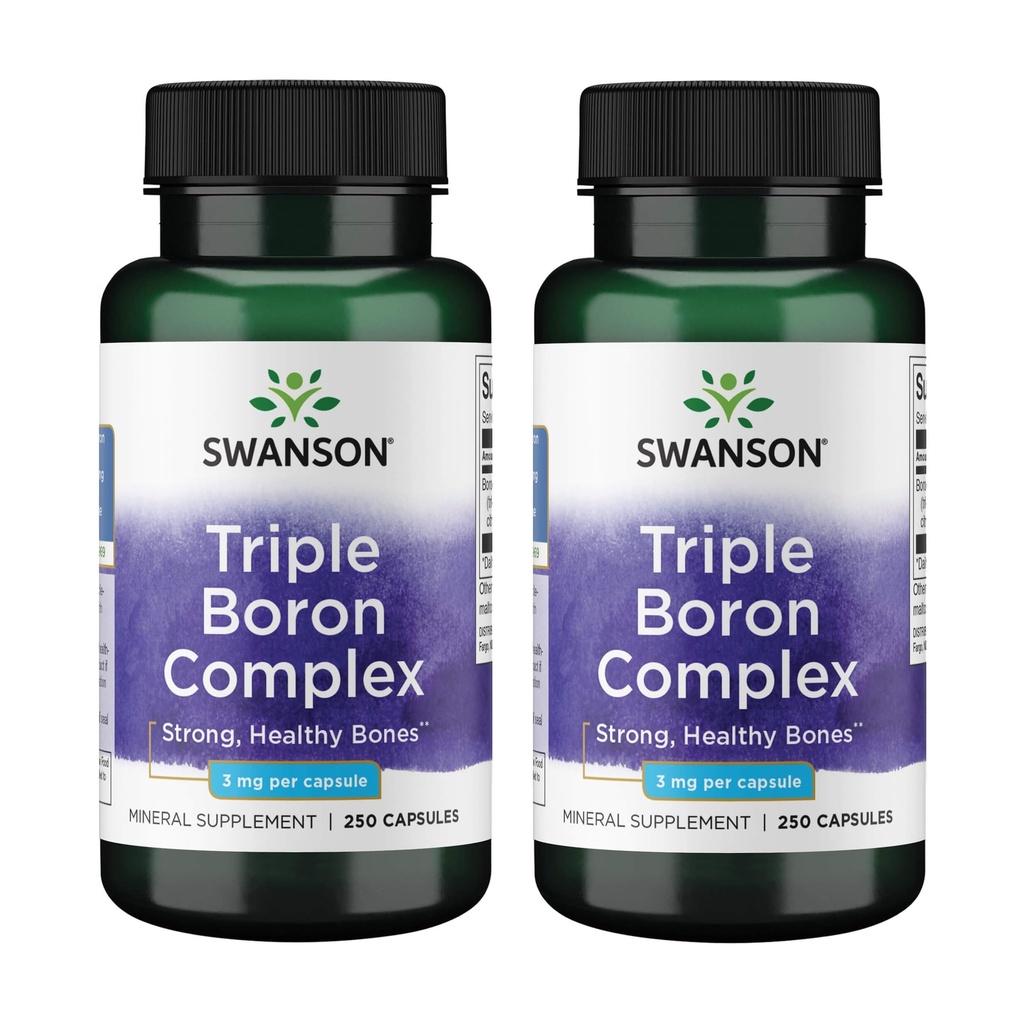 Swanson Τρίκλινο Boron Complex - Φυσική υγεία των οστών & κοινή υποστήριξη - συμπλήρωμα ορυκτών που διαθέτει κιτρικό, ασπαρτικό και γλυκινικό - (250 κάψουλες) 2 Pack