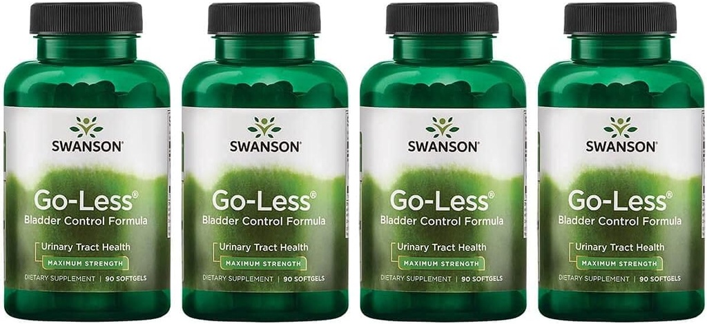 Swanson Go-Less Bladder Control Formula - Προάγει την υγεία και την υγεία των ουροφόρων οδών Υποστήριξη για την υγεία - Φυσικό συμπλήρωμα για ενήλικες με εκχύλισμα κολοκύθας - (90 Softgels) 4 Pack