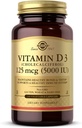 Solgar Vitamin D3 (Χολκαλσιφερόλη) 125 mcg (5000 IU), 240 κάψουλες λαχανικών - Βοηθά στη διατήρηση υγιή οστά & δόντια - Υποστήριξη ανοσοποιητικού συστήματος - Μη-ΓΤΟ, Χωρίς γλουτένη - 240 Σύνολο Σερβίρει