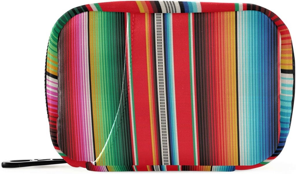 Pfrewn Pill Organizer περίπτωση Μεξικάνικη πολύχρωμες Stripγες Serape Travel Pill Box με Zipper 7 Ημέρα Φορητή Μικρή Εβδομαδιαία συσκευασία συμπλήρωμα βιταμίνης για γυναίκες άνδρες