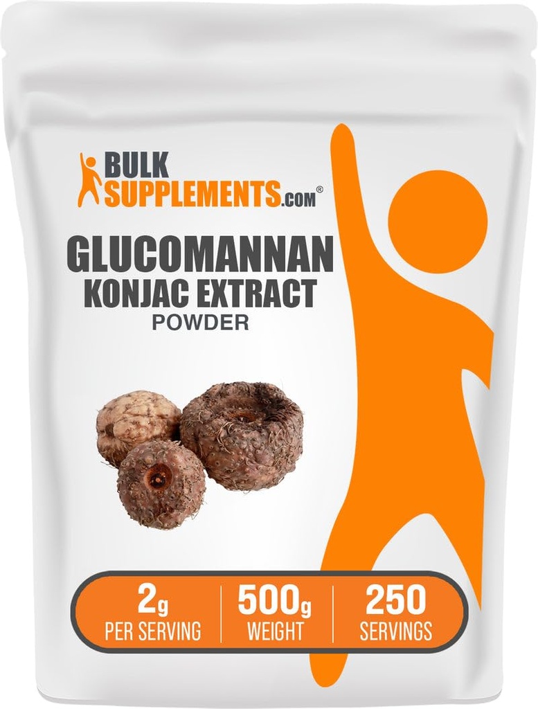 BulkSupplements.com Glucomannan Powder - από Konjac Root Extract Powder, Glucomannan Συμπληρώματα - Χωρίς γλουτένη, 2g ανά Σερβίρισμα, 500g (1.1 lbs) (πακέτο των 1)