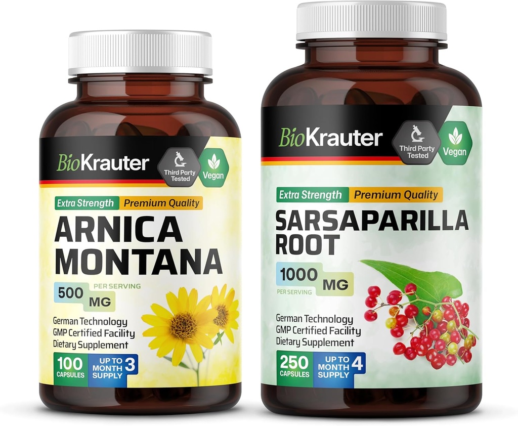 BIO KRAUTER Arnica Montana 100 Capsules & Sarsaparilla Root 250 Capsules