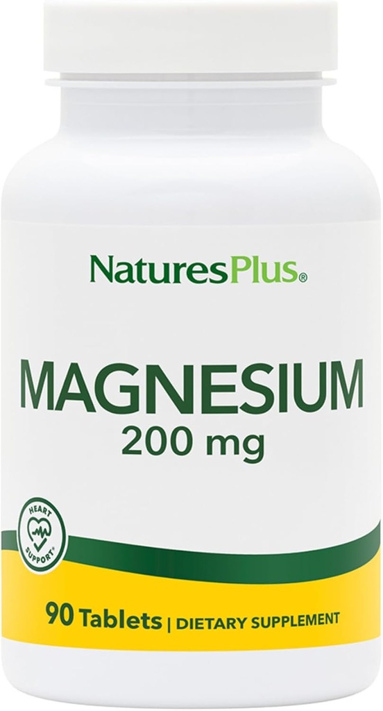NaturesPlus Μαγνήσιο - 200 mg, 90 δισκία - Χορτοφαγικά, Χωρίς γλουτένη - 90 σερβιρίσματα