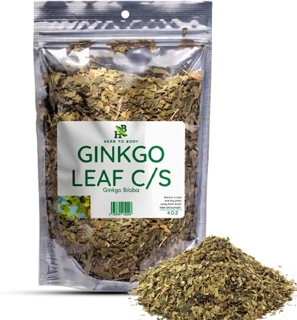 Herb to Body Ginkgo Leaf Cut and Sifted – 4oz, Άγρια φύλλα τσαγιού Ginkgo Biloba, φύλλα Ginko Biloba για ενέσεις και εκχυλίσματα