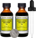 Iodine της Lugol / 2% Λύση / 4 Oz σε δύο γυάλινες φιάλες / δωρεάν σταγόνες / ΗΠΑ