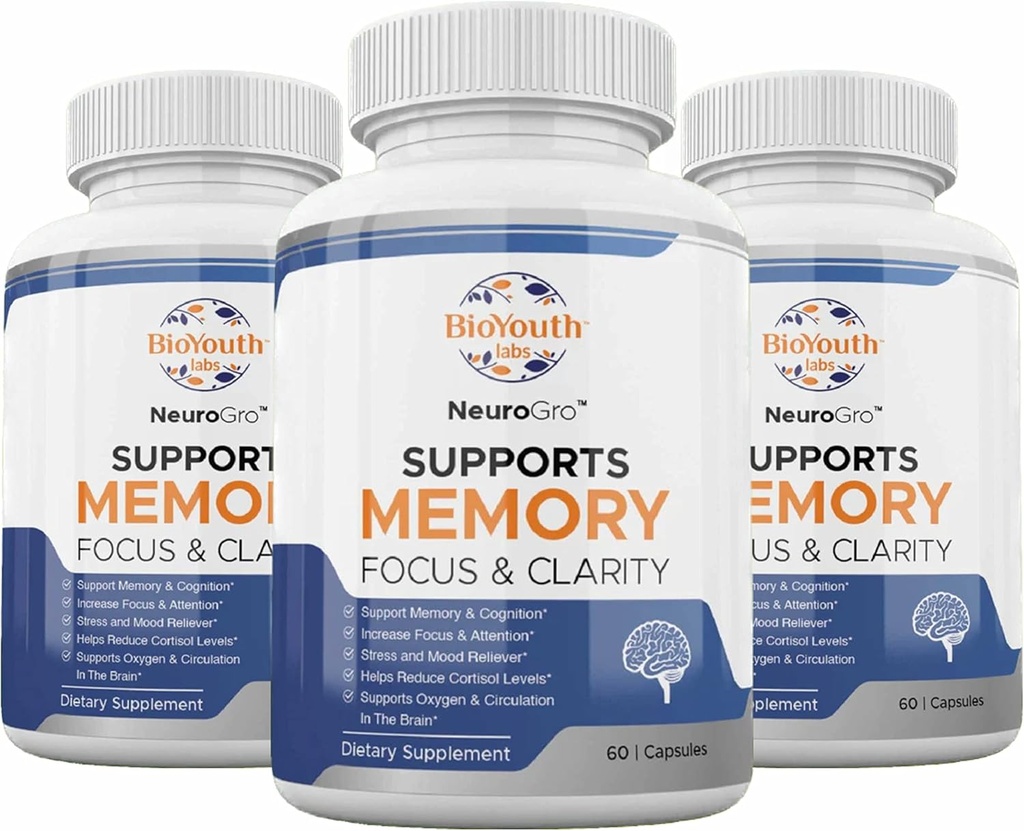 Labs Natural Brain Health Συμπληρώματα για Ενήλικες,180 Κάψουλες - Nutritious Blend του Bacopa Monnieri, Ginkgo biloba, Melissa Officinalis & Citicoline για την εγκεφαλική εστίαση & μνήμη