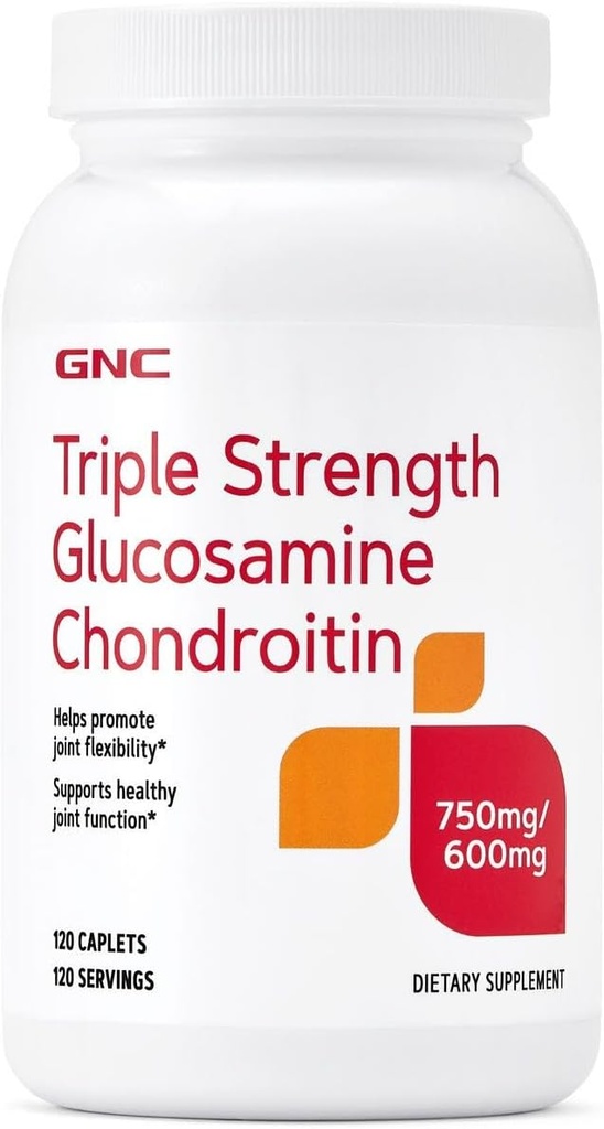 GNC τριπλή δύναμη Γλυκοζαμίνη χονδροϊτίνη 750mg/600mg, 120 Caplets, Υποστηρίζει υγιή κοινή λειτουργία