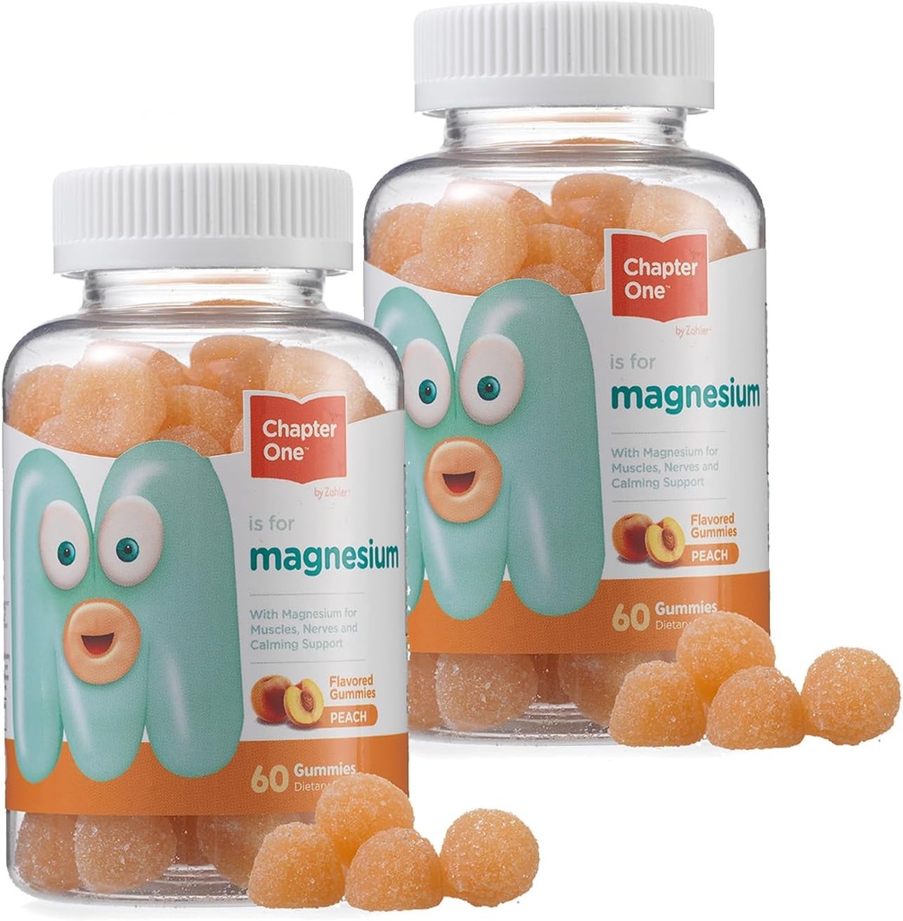 Κεφάλαιο ένα Μαγνήσιο Gummies, Μεγάλη γεύση Μαγνήσιο για τα παιδιά, Ηρεμία Παιδιά Μαγνήσιο, Μαγνήσιο Gummies για γυναίκες και άνδρες, Certified Kosher (Peach) (2 Pack)