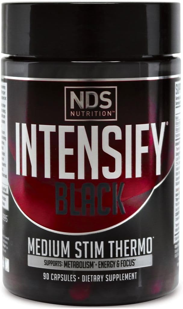 Intensify NDS Nutrition Black - Thermogenic Blend with Advantra Z for Fat and Water Loss - Boost Metabolism, Burn Calories, Help Suppress Appetite - Improve Body Tone, Muscle Definition - 90 Capsules