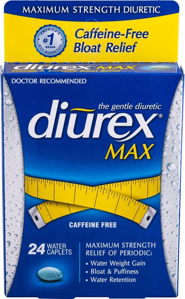 Diurex Max Caplets Caffeine Free - 24 Caplets, Συσκευασία των 2