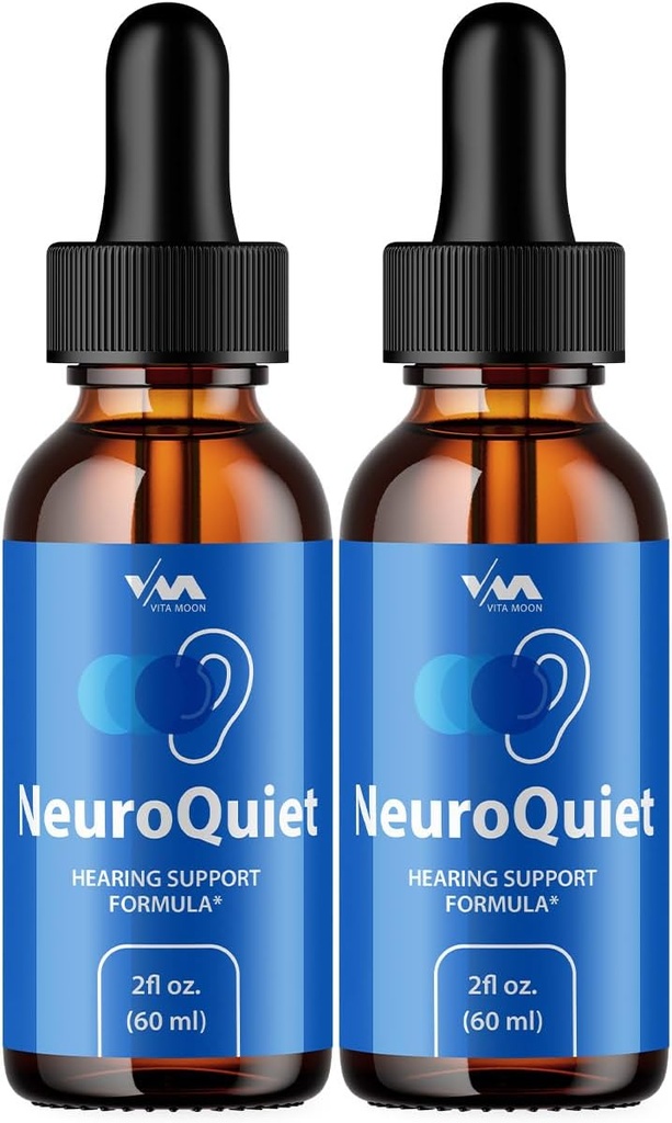 (2 Pack) NeuroQuiet Drops - Neuro Quiet Advanced Formula Υποστήριξη ακοής, Γνωστική υγεία, και Γενική ευεξία, 2 Μήνες προσφοράς