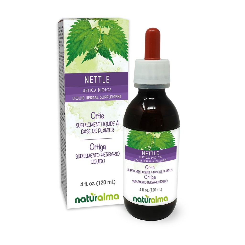 Naturalma Νέτλ (Urtica dioica) Λίπα και ρίζα Αλκοόλ-ελεύθερο Βάμμα - 4 fl oz Liquid Extract in Drops - φυτικό συμπλήρωμα - Vegan