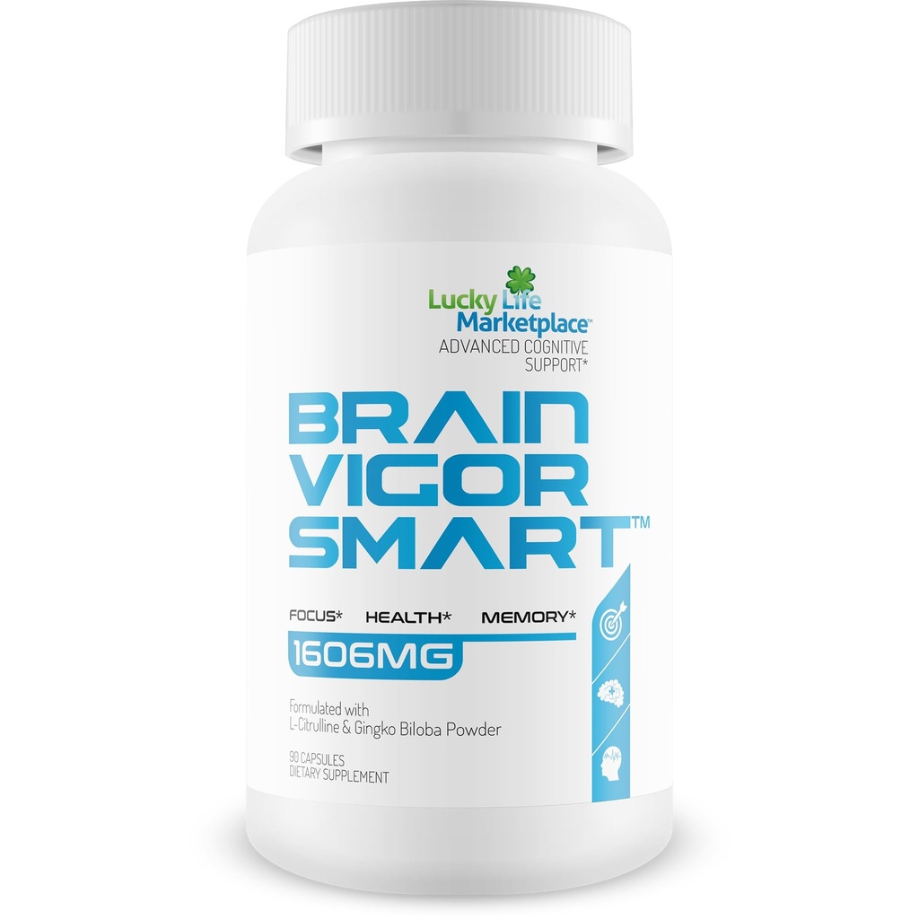 Brain Vigor Smart Brain Booster - Επιπλέον υποστήριξη δύναμης για την εστίαση, την υγεία και τη μνήμη - Βελτιωμένη Formula Made with Lion's Mane Mushroom & Ginkgo Biloba - Best Brain Vigor Smart Pills