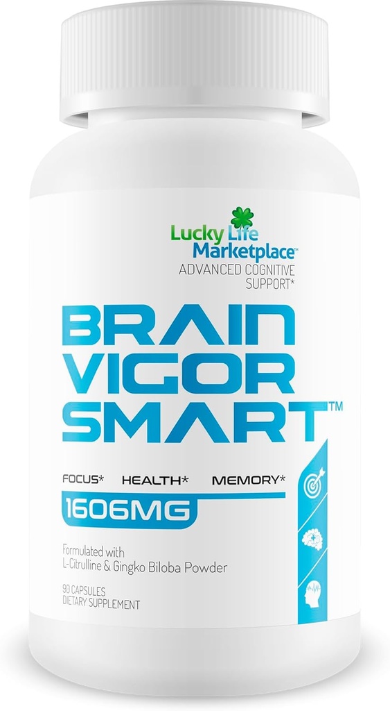 Brain Vigor Smart Brain Booster - Επιπλέον υποστήριξη δύναμης για την εστίαση, την υγεία και τη μνήμη - Βελτιωμένη Formula Made with Lion's Mane Mushroom & Ginkgo Biloba - Best Brain Vigor Smart Pills