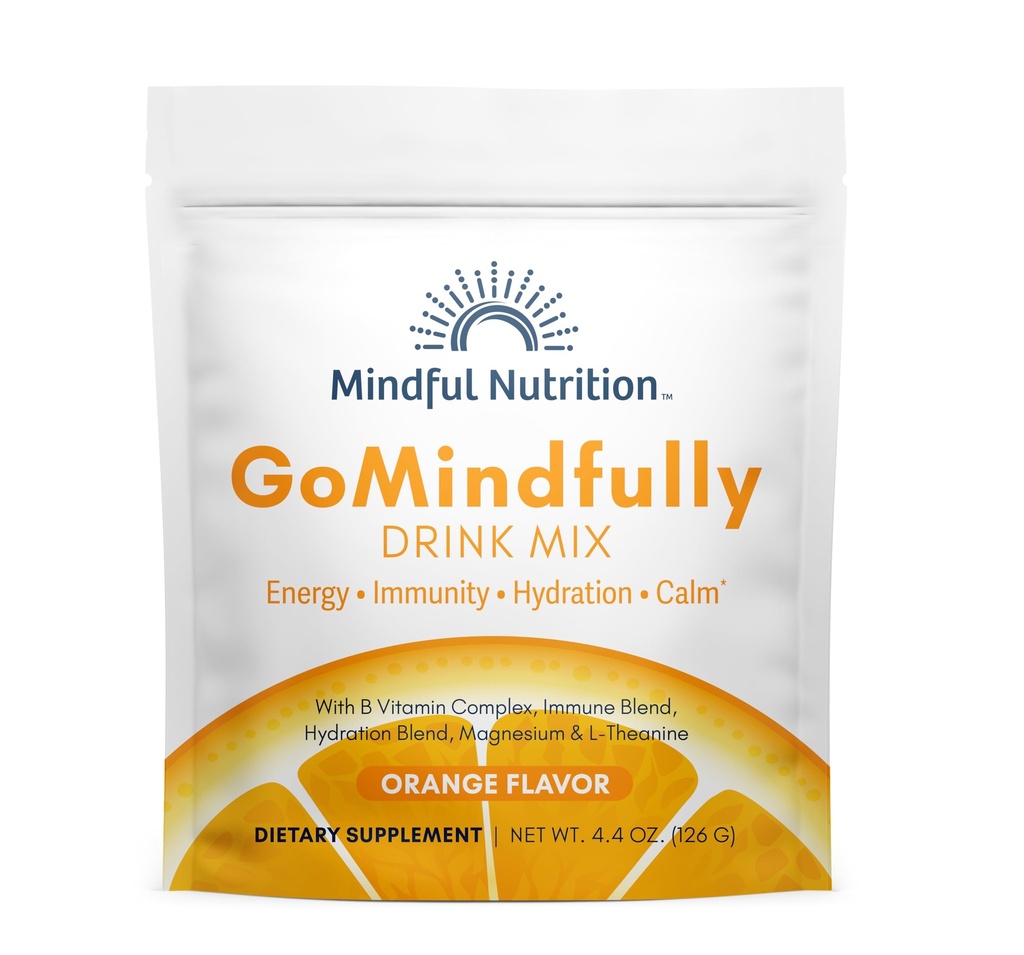 GoMindfully Orange Super Calm Magnesium Powder Drink Mix για την ενυδάτωση, την αποκατάσταση, την ανοσία και την ενέργεια με ιχνοστοιχεία, βασικές βιταμίνες, L-Θεανίνη και B Βιταμίνη Complex