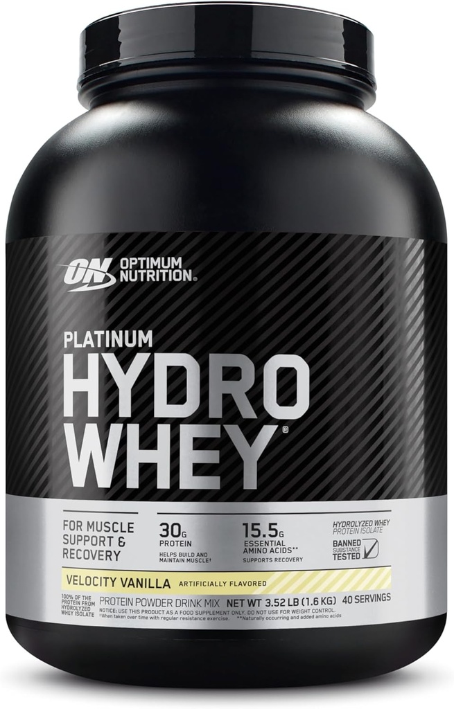Optimum Nutrition Platinum Hydrowhey Protein Powder, 100% Hydrolyzed Whey Isolate Powder, Flavor: Velocity Vanilla, 3,5 Λίρες (Packaging May Vary)