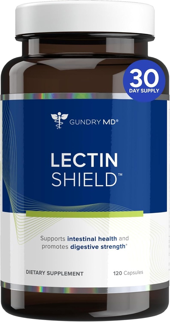 Gundry MD® Lectin Shield, Gut Health and Digestion Supplement, βοηθά να μπλοκάρει δυνητικά βλαβερές λεκτίνες, υποστηρίζει Digestive Comfort, και ενδοεντερική υγεία †*, 30 ημέρες προσφοράς