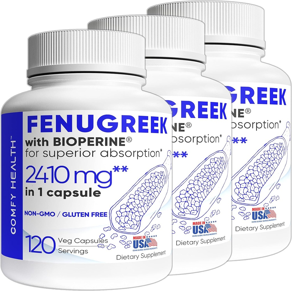 Κάψουλες Fenugreek, 2410 mg, 360 Servings, χάπια Fenugreek με BioPerine® για ανώτερη απορρόφηση, μη ΓΤΟ, Συμπληρώματα Εκχυλίσματος Χωρίς Γλουτένη, Fenogreco Capsulas