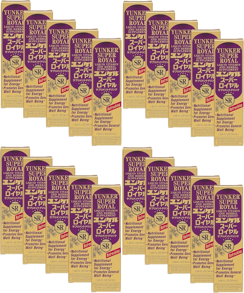 Super Royal, Liquid Vitamin & Herbal Supplement, Nergy Herbal Supplements, Herbal Energy Boost, Μειώνει τη Φυσική Κόπωση και την κούραση, 1,69 fl oz, Made in Japan (Pack of 20)