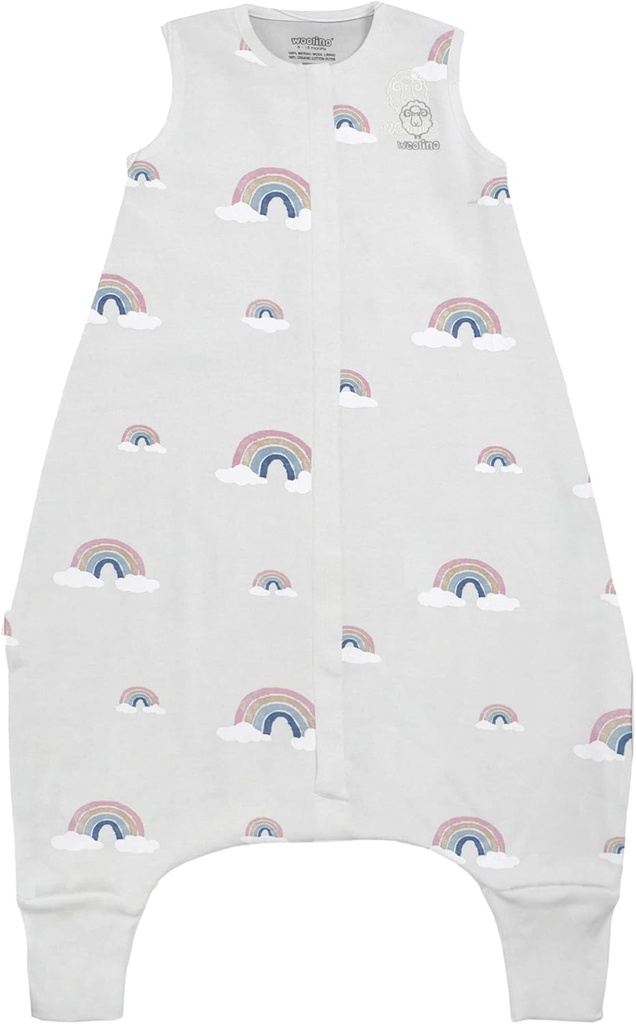 Woolino 4 Season Baby Sleep Bag με τα πόδια, Merino Wool και Organic Cotton Walker Sleep Sack, Toddler Sleep Bag, 18-36m, Rainbow