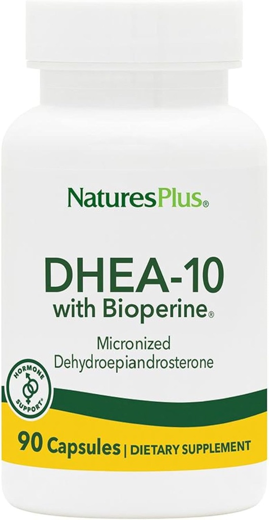 Natures Plus DHEA-10 με Bioperine - 10 mg, 90 κάψουλες για χορτοφάγους - Χωρίς γλουτένη - 90 Servings