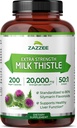 Zazzee Organic Milk Thistle 50:1 Extract, 20.000 mg Δύναμη, 200 Vegan Κάψουλες, 80% Silymarin Flavonoids, Πάνω από 6 μήνες προσφοράς, Standardized και συμπυκνωμένο 50X εκχύλισμα, όλα-φυσικά και μη-GMO