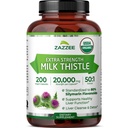 Zazzee USDA Organic Milk Thistle 50:1 Extract, 80% Silymarin Flavonoids, 200 Vegan Κάψουλες, 6+ Μήνες προσφοράς, Silybum Marianum, Liver Support & Detox Support, Organic All-Natural, Non-GMO, Made in USA