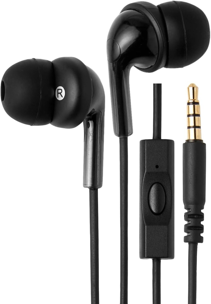 Βασικά Ενσύρματα Earbuds με Μικρόφωνο, σε ακουστικά αυτί, 3,5mm Jack, καλώδιο μήκους 4,2 ft, S/M/L Ear Tips, Μαύρο