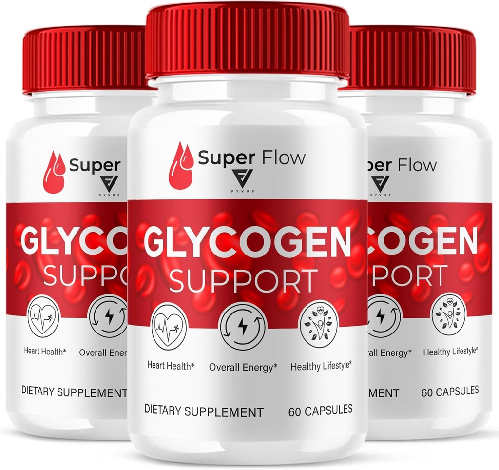 (3 Pack) Super Flow SuperFlow Glycogen Support Capses, Super Flow Advanced Glycogen Health and Blood Wellness Support Supplement, SuperFlow Maximum Strength Glyco Formula Supplement (180 Κάψουλες)