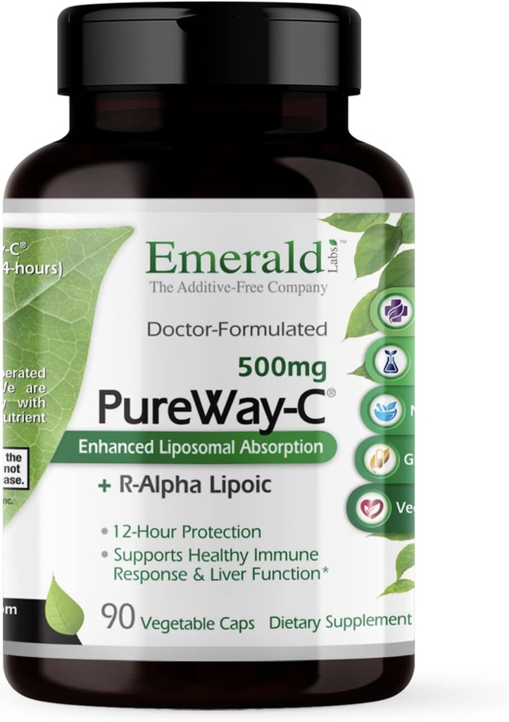 EMERALD LABS PureWay-C - Συμπλήρωμα στήριξης του ήπατος και του ανοσοποιητικού με R-Alpha Lipoic Acid* - Fast-Absorbing Vitamin C - 90 κάψουλες λαχανικών (45-Ημέρα προσφοράς)