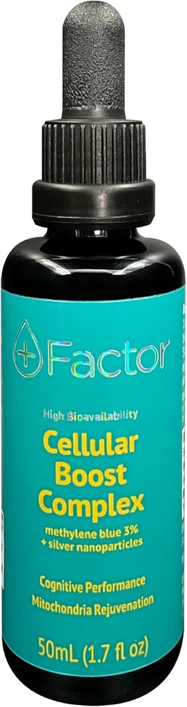 Συν Factor Cellular Boost Complex - 3% USP Βαθμός μεθυλενίου Μπλε & Ασημί Nano Σωματίδια - Εγκεφαλική Εστίαση & Βελτιωμένη Μνήμη - Mitochondria Booster - Boost Oxygen - Παράγοντας περισσότερη ενέργεια