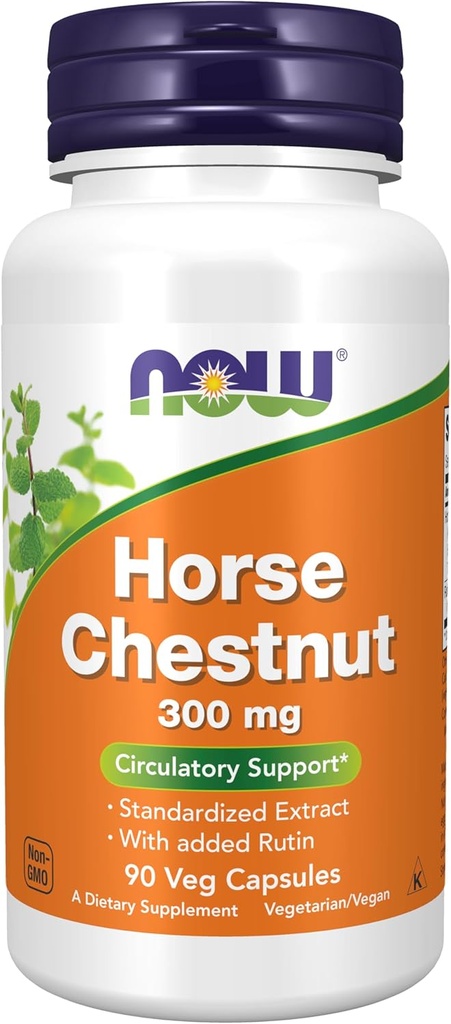 NOW Συμπληρώματα τροφίμων, Chestnut άλογο 300 mg με προσθήκη Rutin, Circulatory Support*, 90 Veg κάψουλες