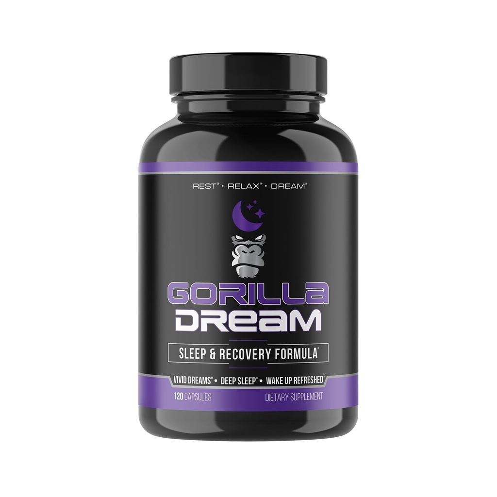 Gorilla Mind Dream Sleep Supplement (120 Κάψουλες) - Nootropic Infused Comprehensive Sleep & Recovery Supplement - GABA, μελατονίνη, βαλεριάνα Root, μαγνήσιο, L-Θεανίνη, Sensoril, Ashwagandha & More