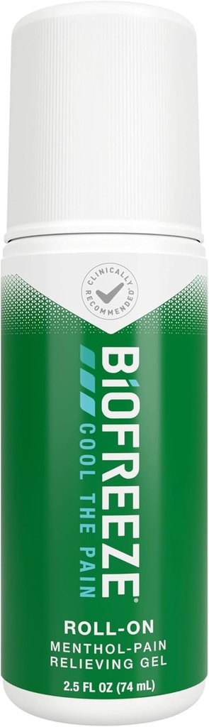 Biofreeze Roll on Pain Relief, Knee & Lower Back Reliver, Arthritis Pain Reliever, Sore Muscle Relief, Neck Pain Relief, Cooling Joint Pain, FSA Επιλέξιμη, Menthol Gel 2.5 Fl Oz