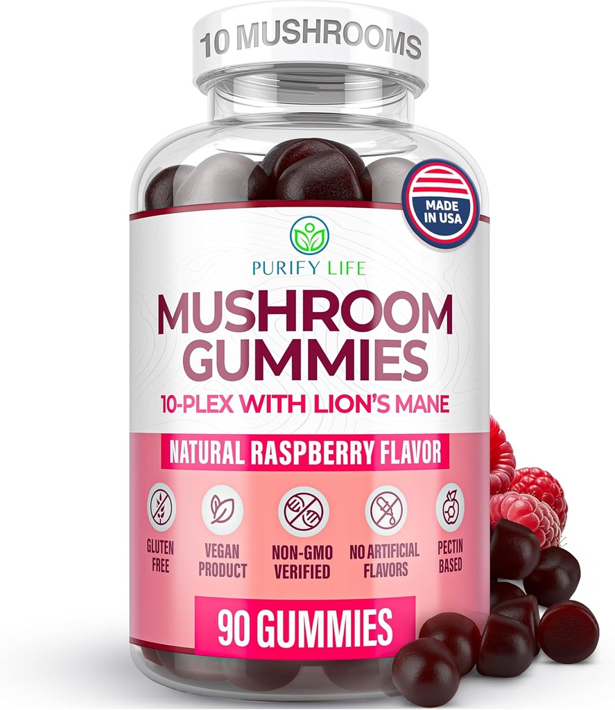 World's First Mushroom Complex Gummies - 10x Mushroom Supplement w Lions Mane (90 Chews 2500mg/serving) Nootropic Brain Supplement, Immune Support & Stress Relief - Αντικατάσταση χάπια & κάψουλες, 7-Keto