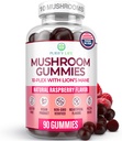 World's First Mushroom Complex Gummies - 10x Mushroom Supplement w Lions Mane (90 Chews 2500mg/serving) Nootropic Brain Supplement, Immune Support & Stress Relief - Αντικατάσταση χάπια & κάψουλες, 7-Keto