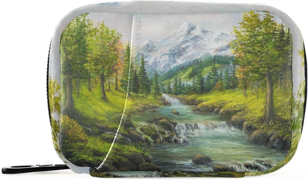 Ελαιογραφία Spring Forest Χάπια Κουτί 7 ημερών Χάπια Τσάντα Travel Χάπια οργανωτής τσάντα με Zipper Φορητή Εβδομαδιαία περίπτωση Συμπαγές μέγεθος για τον κάτοχο συμπλήρωμα βιταμίνης