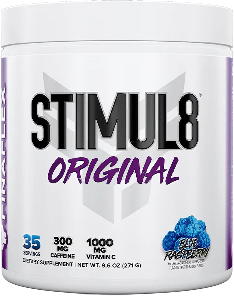 FINAFLEX STIMUL8 Original Pre-Workout, Blue Raspberry - Energy, Strength & Endurance for Men & Women - with Caffeine, Beta-Alanine & Vitamin C - 35 Servings