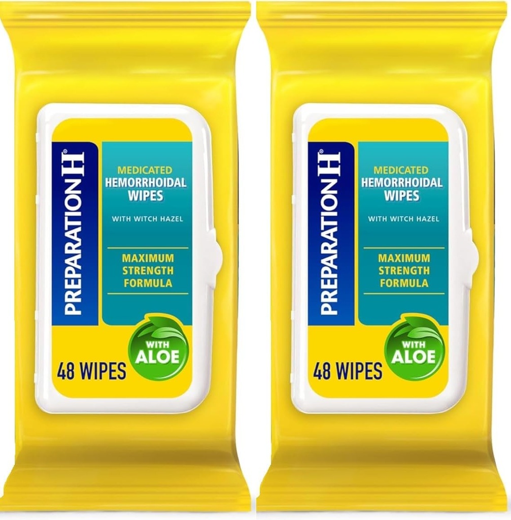 Προετοιμασία H Αιμορροΐδια Flushable Wipes with Witch Hazel for Skin Irritation Relief - 48 Count (Pack of 2)