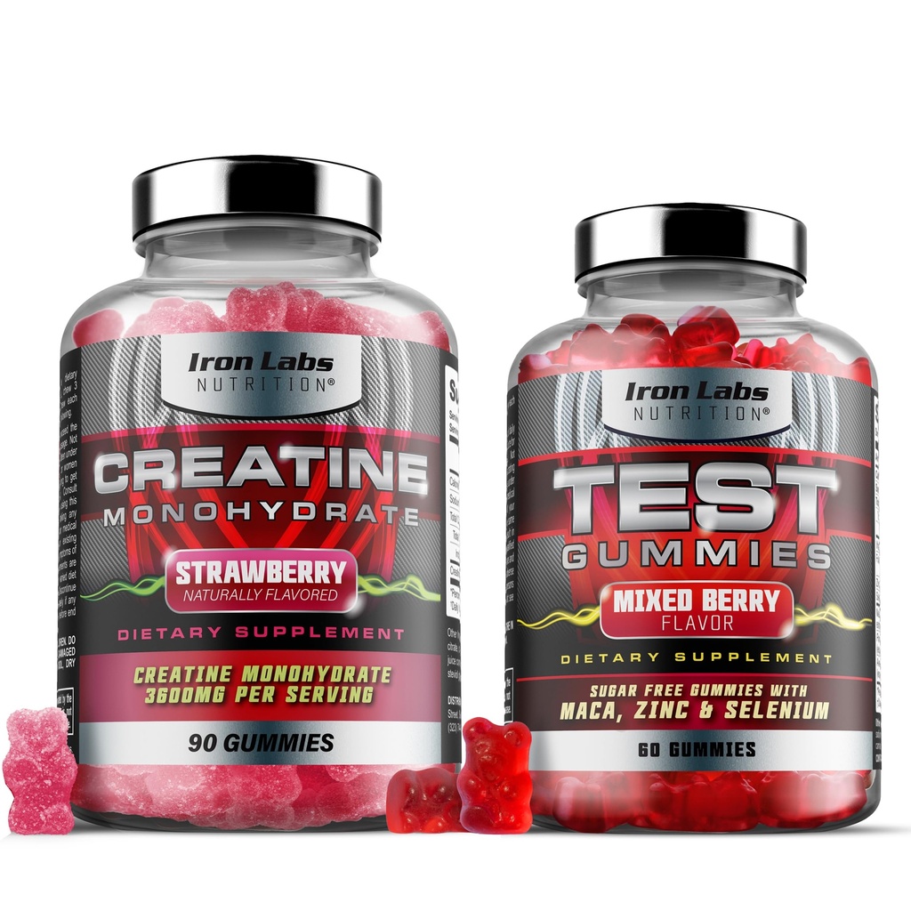 Μύες Gummy Bundle - Creatine Monohydrate Gummies & Testro Gummies για άνδρες - Advanced Bundle