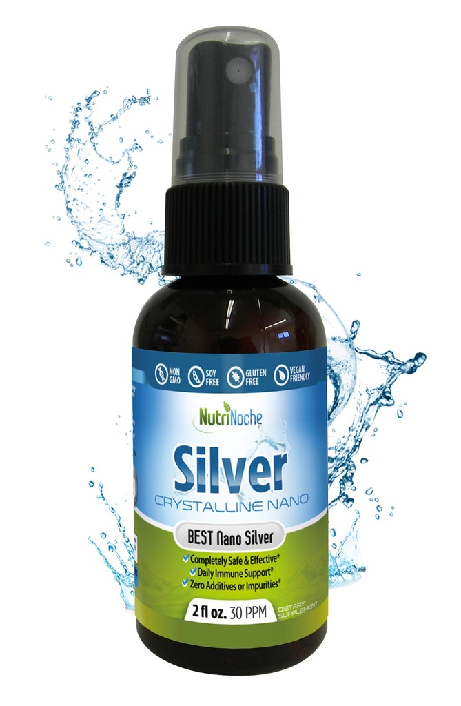 Nutrinoche Ultra Pure Colloidal Silver Spray - Άριστη Ημερήσια Ανοσοποιητική Υποστήριξη - Βιολογικό 99,99% Nano Σωματίδια - Ultra Pure Silver Hydrosol - 2 Ουγγιά - 30 ppm
