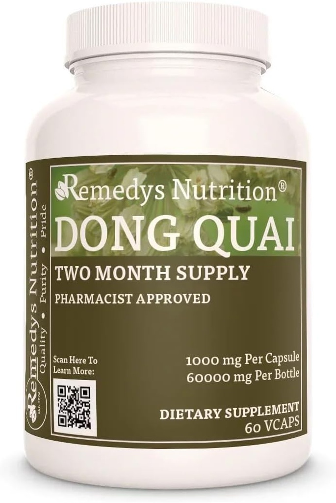 Remedy’s Nutrition Dong Quai | 1,000 mg, 60 Vegan Capsules Herbal Dietary Supplement | Two Month Supply