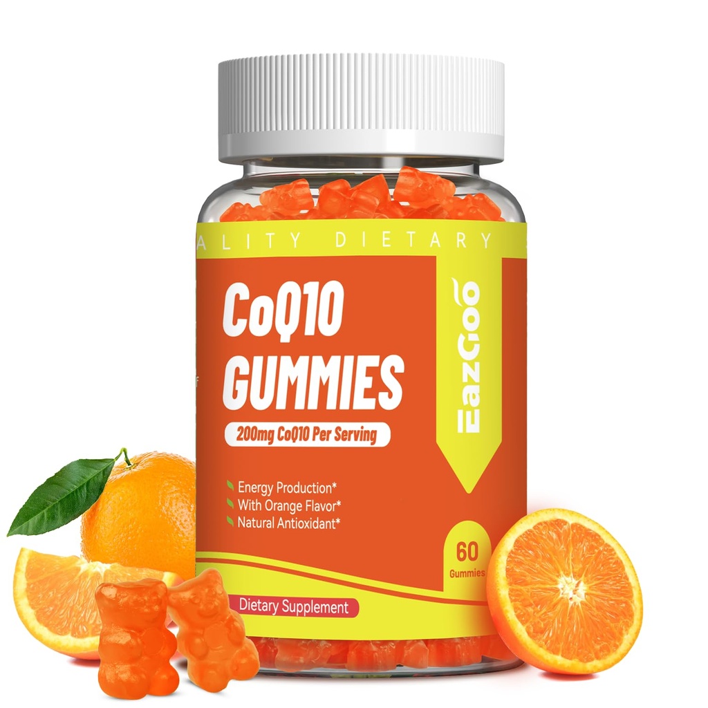 CoQ10 Gummies 200mg, Vegan συμπλήρωμα για την παραγωγή ενέργειας, μη ΓΤΟ, Χωρίς γλουτένη (60 Gummies)