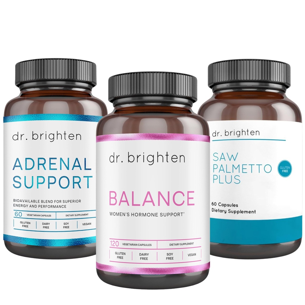 Dr. Brighten PSOS Basic Kit - Γυναικεία ορμονική ισορροπία, Adrenal Support, και Saw Palmetto Plus