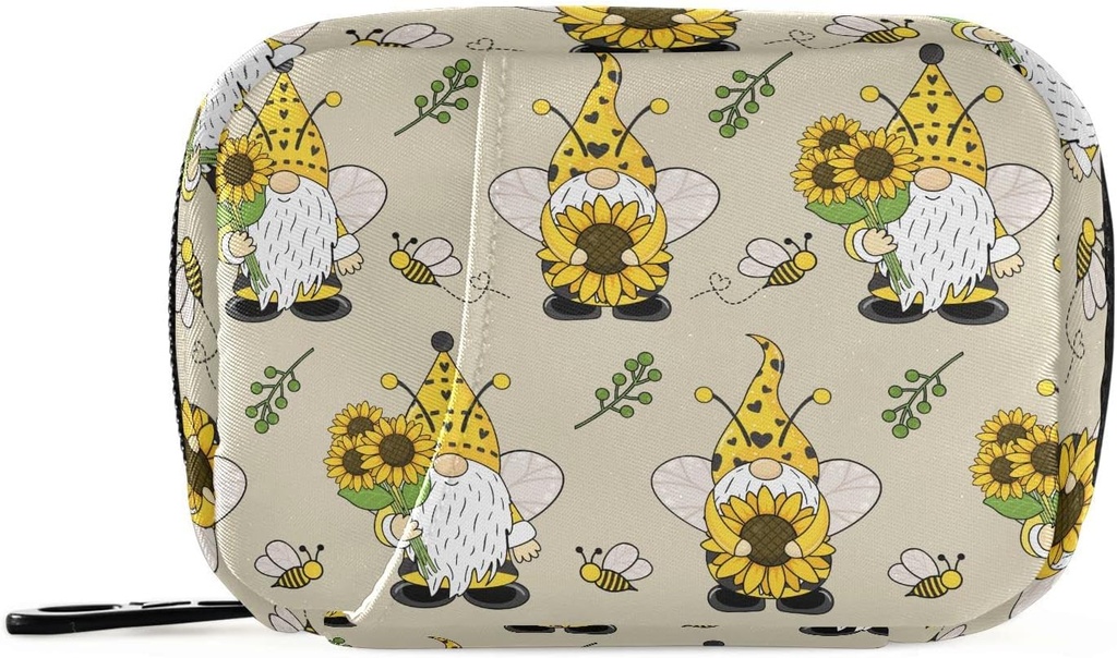 Gnome Bees Pill Box 7 Day Pill Υπόθεση Travel Pill τσάντα Organizer με Zipper Portable Weekly Vitamin Medicine συμπλήρωμα κάτοχος τσάντας