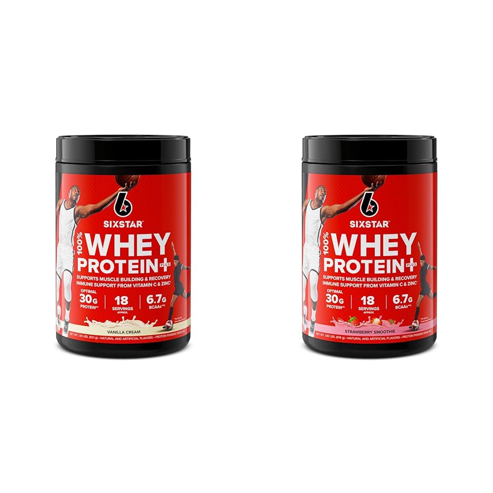 Six Star Elite Series 100% Whey Protein Plus Vanilla Cream 1.8lbs US & Elite Series 100% Whey Protein Plus Φράουλα Smoothie 1.8lbs US