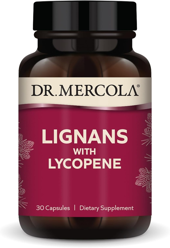Dr. Mercola Lignans με συμπλήρωμα λυκοπενίου, 30 σερβιέτες (30 κάψουλες), μη ΓΤΟ, χωρίς σόγια, χωρίς γλουτένη