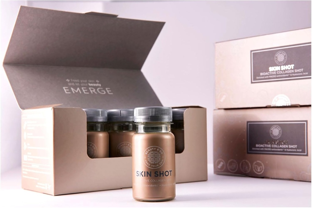 Beauty&Go Shot Skin - 30 Μπουκάλια x 100ml - 30-ημερών Θεραπεία - Συμπλήρωμα Υγρού Κολλαγόνου - Αντιγηραντικό Ποτό Ομορφιάς Κολλαγόνο 5000 mg, Υαλουρονικό οξύ, Βιοτίνη, Νιασίνη, Αντιοξειδωτικά, Βιταμίνες, Ορυκτά.