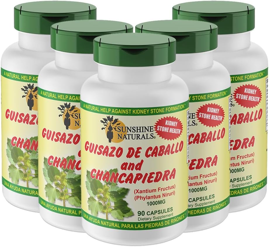 Sunshine Naturals Guisazo & Chancapiedra Herbal Blend, φυσικό συμπλήρωμα διατροφής για την υποστήριξη ευεξίας, 90 κάψουλες. Συσκευασία των 5