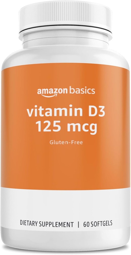 Βασικά - Βιταμίνη D3, 125 mcg, 60 Softgels (1 ανά μερίδα), Χωρίς γλουτένη